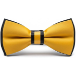 PAPILLON RASO SLIM SOTTILE CRAVATTINO FARFALLINO FARFALLA UOMO DONNA Giallo e Nero Bicolore