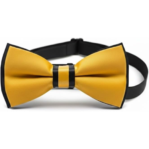 PAPILLON RASO SLIM SOTTILE CRAVATTINO FARFALLINO FARFALLA UOMO DONNA Giallo e Nero Bicolore