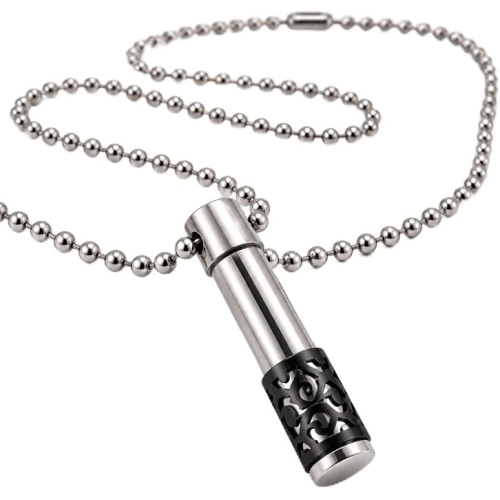 Collana Porta Profumo Aromaterapia Ciondolo NERO Cilindrico Apribile ET377
