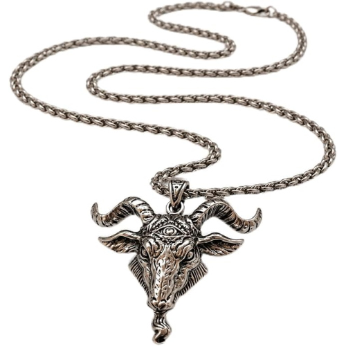 Collana da Uomo con Ciondolo Testa di Toro Ariete e Catena Intrecciata ET378
